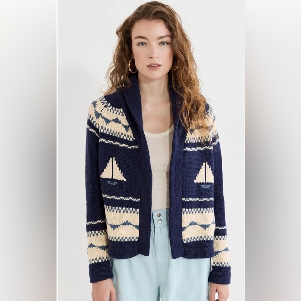 The Great Navy Sailboat Cardigan Size 2/Medium